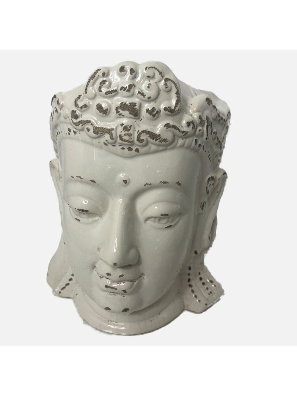 Ceramic Planter Buddha Head Cream Heavy Zen Garden Decor